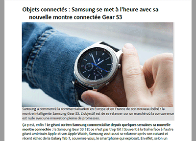 Réalisation : Objets connectés : Samsung se met à l'heure avec sa nouvelle montre connectée Gear S3